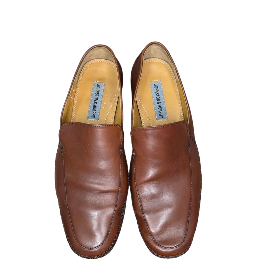 Johnston & Murphy Mens 10 M Brown Leather Loafers Moc Toe Dress Shoes - Picture 2 of 11
